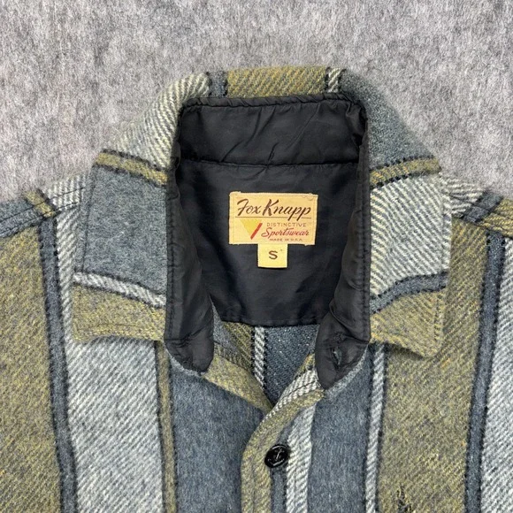 Fox Knapp CPO Shirt Wool Shirt Jacket Men's Small Wool USA Military Navy Green - Picture 3 of 16